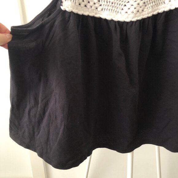 LUCKY BRAND BOHO CROCHET SWING TANK BLACK & WHITE TASSEL TIES SIZE XL NWOT - Picture 6 of 8
